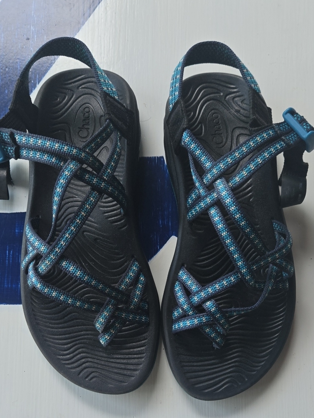 Chaco Z2 Strappy Hiking Sandal In Ennis Teal Size US 8